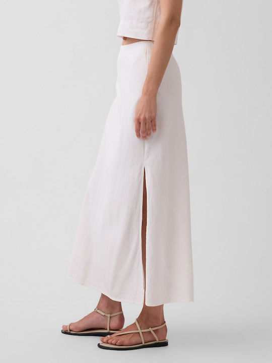 Leinen Maxi Damenrock Off White