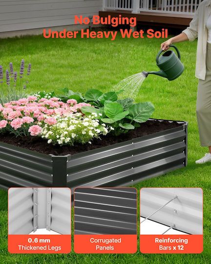 Vevor Vevor Set 2 Metallische Blumenkästen Dunkelgrau 240x30cm