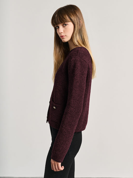 Women's Knitted Cardigan Burgundy 63-212.054.N0015