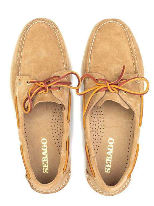 Docksides Leather Men's Boat Shoes in Beige Colour