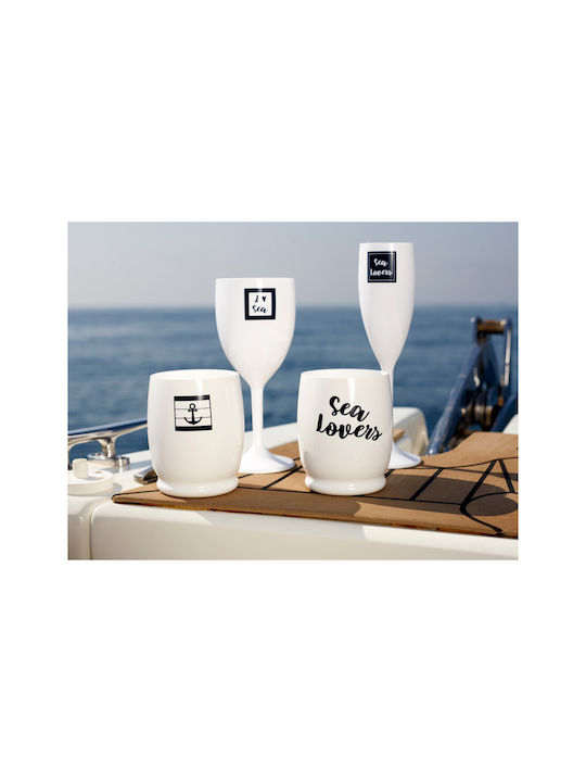 Marine Business Set of Water / White Wine / Cocktail Drinking Glasses made of Plastic in White Color 6 Pieces