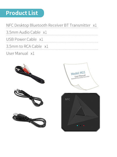Mintech M21 Bluetooth Adapter Transmitter Receiver 3.5mm Aux Jack Drahtlose Musik Mikrofon N