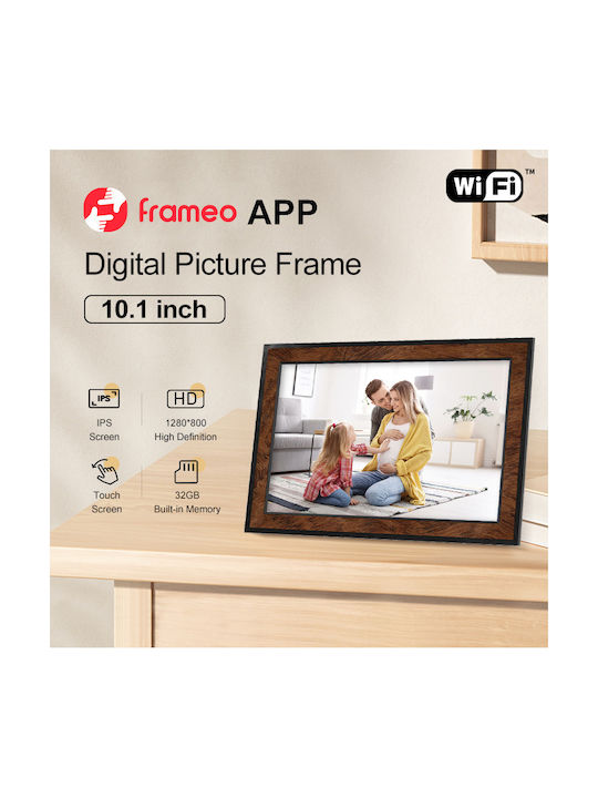 Birai Y101 10.1 Zoll Digitale Bilderrahmen WLAN Touch HD Ips 64GB Android 1080p Multi-User Braun