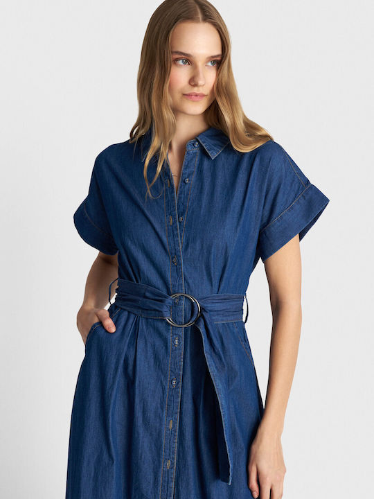 Summer Shirt Dress Denim Blue
