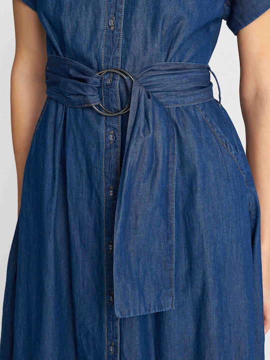 Summer Shirt Dress Denim Blue