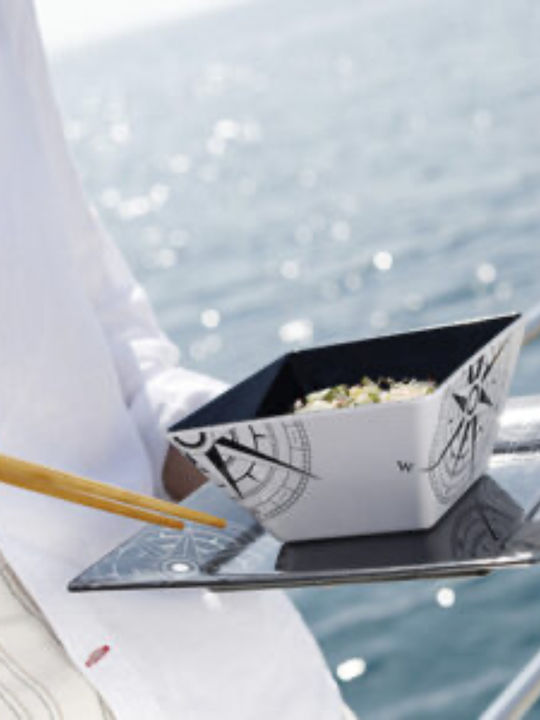 Marine Business Deep Square Serving Plate Made of White Melamine 6 Pieces