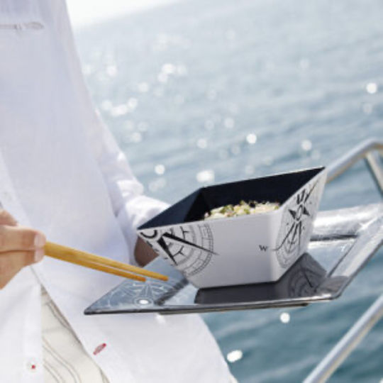 Marine Business Deep Square Serving Plate Made of White Melamine 6 Pieces