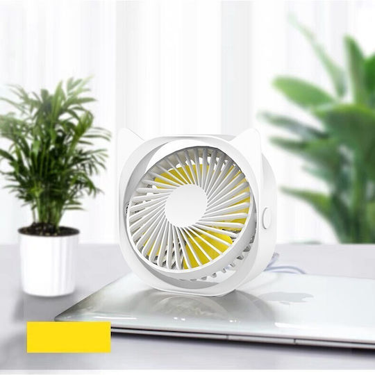Mini Ventilator De Birou Usb Alista Home Rotire 360 De Grade 3 Viteze 13.5 X 12.8 Cm Alb