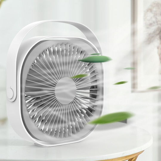 Mini Ventilator De Birou USB Alista Home Rotire 360 De Grade 3 Viteze 1500 Ma 13.5 X 12.8 Alb