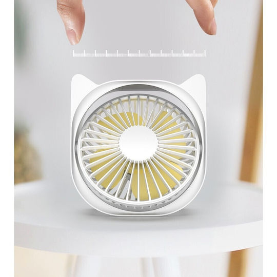Mini Ventilator De Birou Usb Alista Home Rotire 360 De Grade 3 Viteze 13.5 X 12.8 Cm Alb
