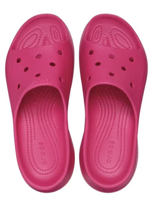 Classic Slides with Platform in Fuchsia Colour