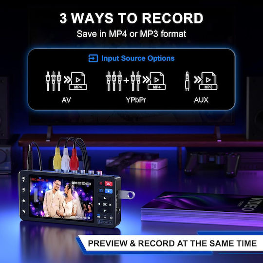 Placă de Captură Video 1080p – Digitalizare Casete Video Grabber Vhs Vcr Hi8 Minidv Dvr Dvd Camere Video Console de Jocuri Alte Dispozitive în Format Digital Suportă Intrări Av Ypbpr Aux Stocare Usb Afișaj Telecomandă