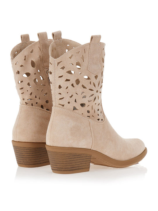 Stiefeletten Damen Cowboy Beiges