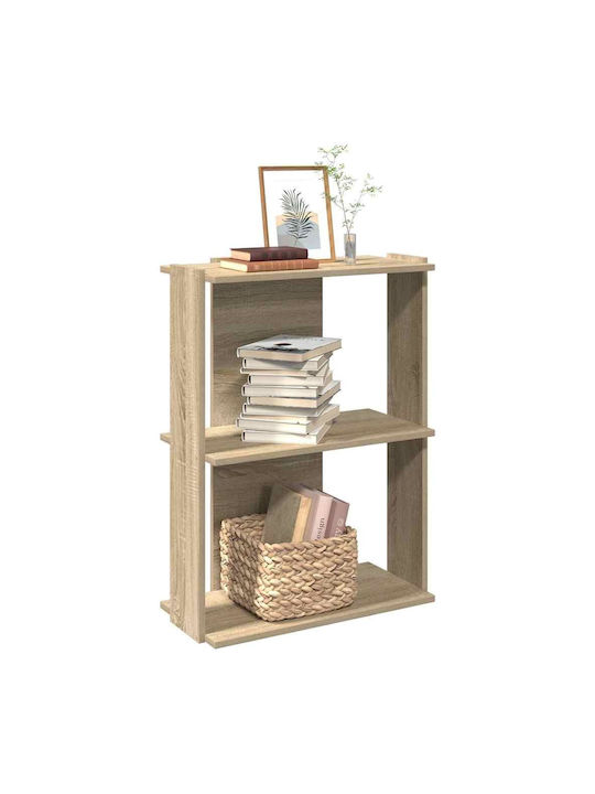 Βιβλιοθήκη 3 Επιπέδων Sonoma Δρυς 60x30x80 Εκ Επεξεργ Ξύλο Καφέ 60 X 30 X 80 Cm
