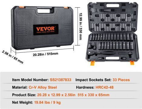 Vevor Vevor Ratschen- und Steckschlüssel-Set 1/2" 33 Stück
