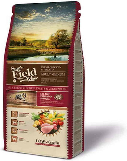 Sam's Field Adult Medium 2.5kg Ξηρά Τροφή με Λίγα Σιτηρά για Ενήλικους Σκύλους Μεσαίων Φυλών με Κοτόπουλο και Πατάτες
