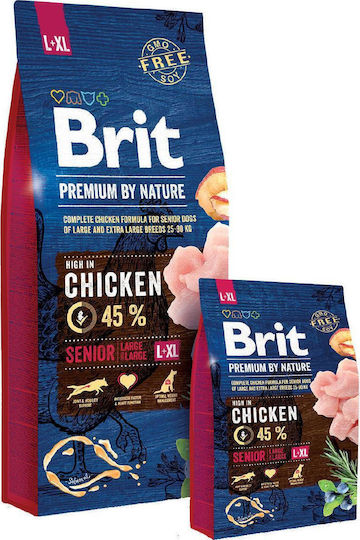 Brit Premium by Nature Senior L/XL 15kg Dry Food for Senior Large Breed Dogs with Chicken