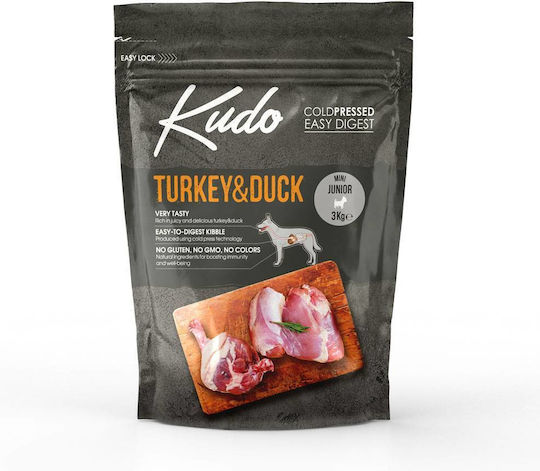 Kudo Turkey & Duck Mini Junior 3kg Dry Food for Small Breed Puppies with Turkey and Duck