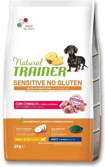 Natural Trainer Sensitive Plus Small & Toy 2kg Dry Food Gluten-Free for Adult Small Breed Dogs with Rabbit