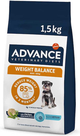Advance Weight Balance Mini 1.5kg Trockenfutter Diät für Welpen mit Schweinefleisch, Huhn, Fisch und Fleisch