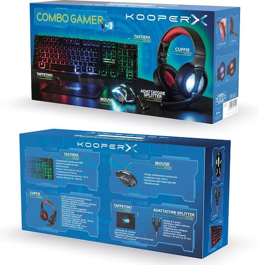 Kooper X Gaming Keyboard Set with RGB Lighting & Mouse English US