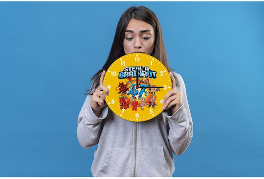 Koupakoupa Ceas De Perete Pentru Copii Steal A Brainrot 67 Roblox Style Din Lemn 20 Cm