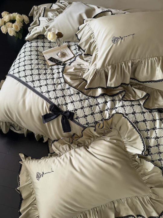 4 Seasons Collection Duvet Cover Set 220x240cm with 2 Pillowcases and 1 Bed Sheet Olive
