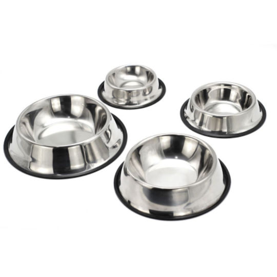 Edelstahl Schalen Wasser für Hund & Katze 200ml 15cm in Silber Farbe