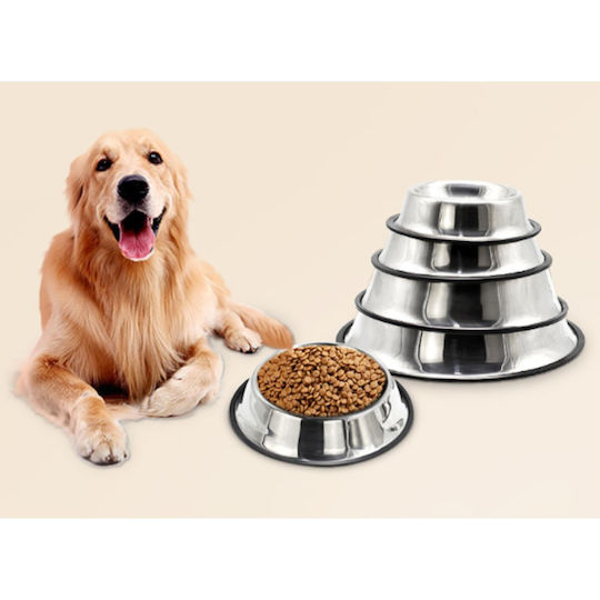 Edelstahl Schalen Wasser für Hund & Katze 200ml 15cm in Silber Farbe