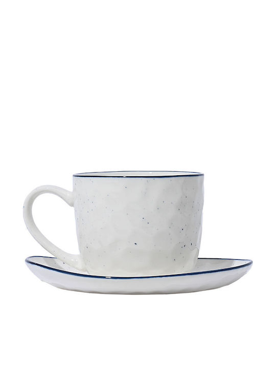 Estia Pebbles Set Tea Cups Porcelain White 220ml 6pcs
