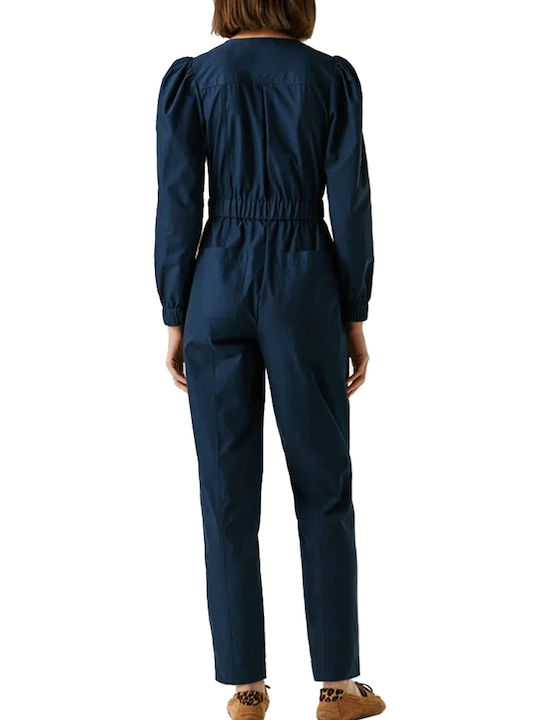 Women's Long Sleeve Blue One-piece Jumpsuit