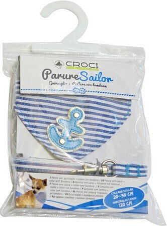 Croci Dog Leash/Lead Strap Nylon Set Collar Bandana in Blue color