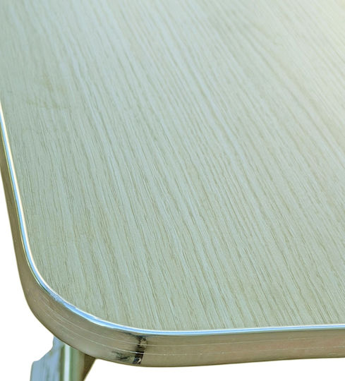 Square Folding Wooden Table with Metal Frame Beige 70x70x70cm
