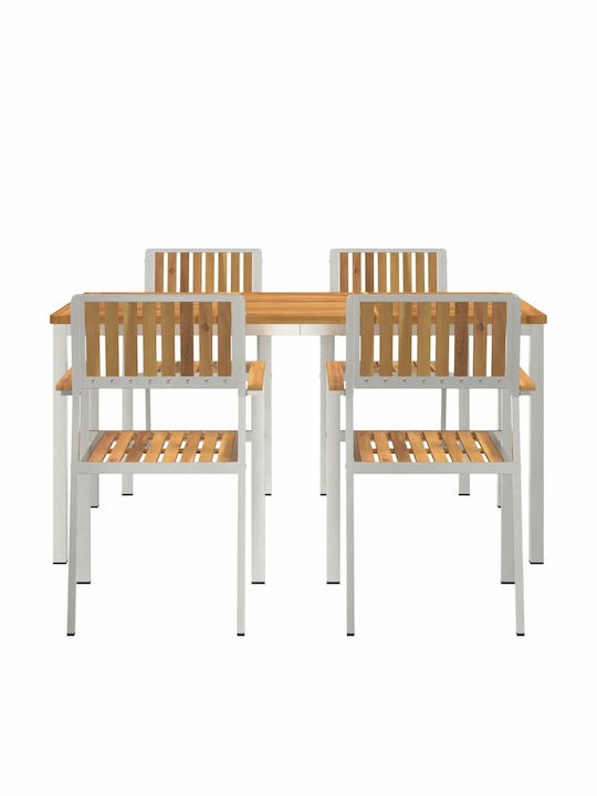 Garden & Outdoor Furniture Sets Dining Room Set 5 Pieces Brown