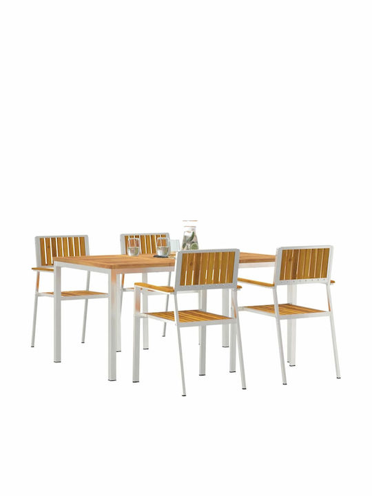 Garden & Outdoor Furniture Sets Dining Room Set 5 Pieces Brown