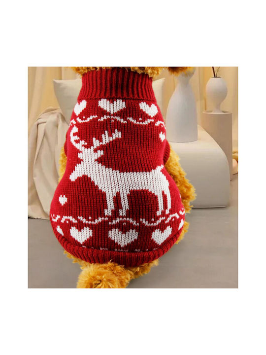 Weihnachtlicher Strickpullover Rentier Rot 45cm Rückenlänge