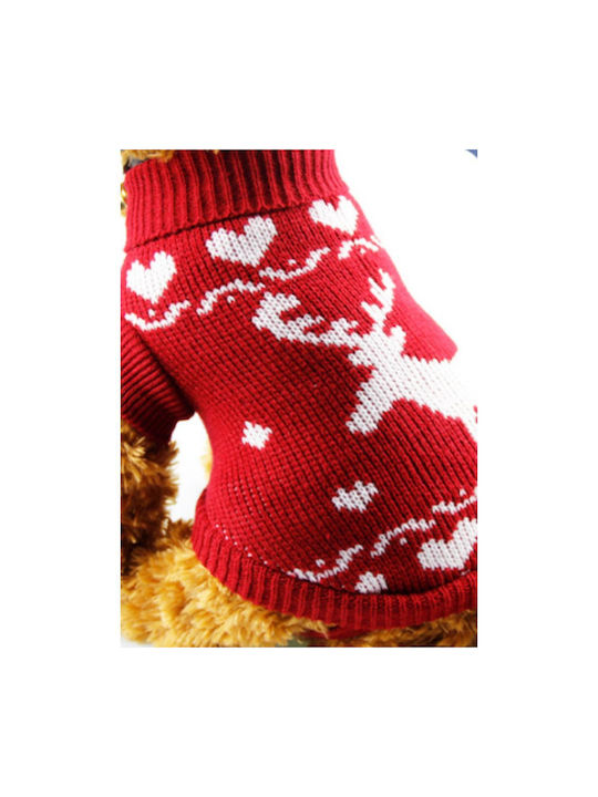 Weihnachtlicher Strickpullover Rentier Rot 45cm Rückenlänge