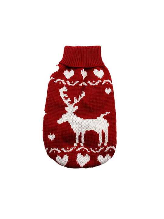 Weihnachtlicher Strickpullover Rentier Rot 30cm Länge Rücken 30cm