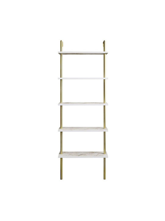 Bibliotecă Paula Alb-Auriu 60x22x174 cm