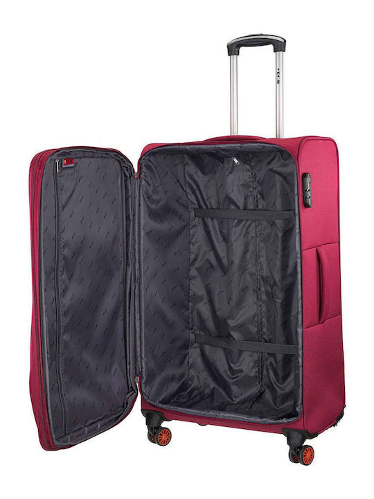 RCM Large Red Travel Suitcase with 4 Wheels Height 78cm