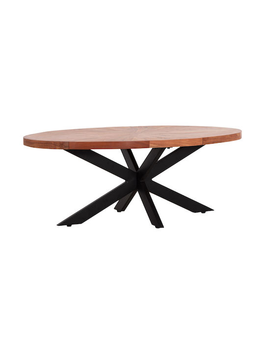 Oval Central Coffee Table Montana Made of Solid Wood Beige W120xD61xH45cm
