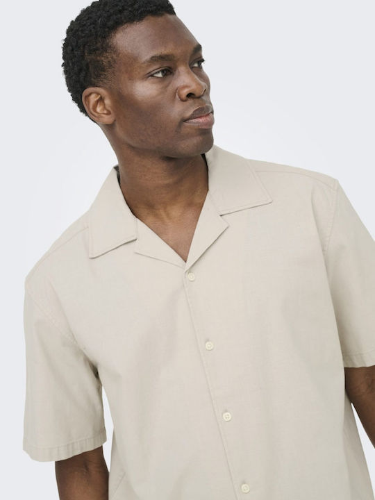 Short Sleeve Shirt in Regular Fit Ecru
