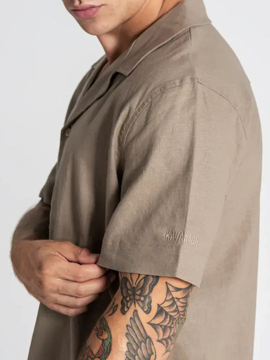 Short Sleeve Linen Shirt Taupe
