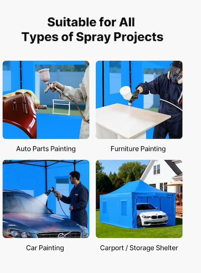 Portable Vevor Paint Tent Portable Spray Garage Tent 5870 X 3980 X 1780mm Waterproof Spray Case Folding Frame 4 Side Mesh Windows Replacement Car Furniture Paint