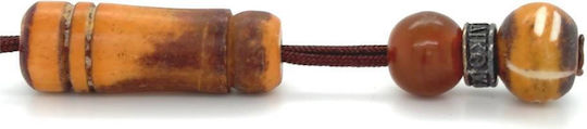 Kompologadiko Graven Worry Beads with 33 Beads Made of Brown Camel Bone