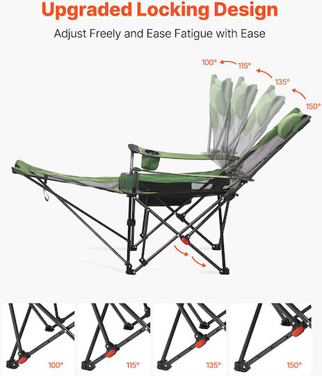 Vevor Strandstühle Liegestuhl - Sessel Für Kinder Grüne 166x55x40cm