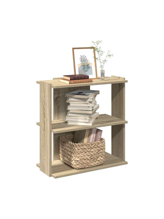 3-Tier Bookcase Sonoma Oak 60x30x60 cm Engineered Wood Brown 60 X 30 X 60 Cm