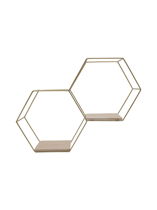 Shelf Wall Gold / Light Oak 41x10x30cm