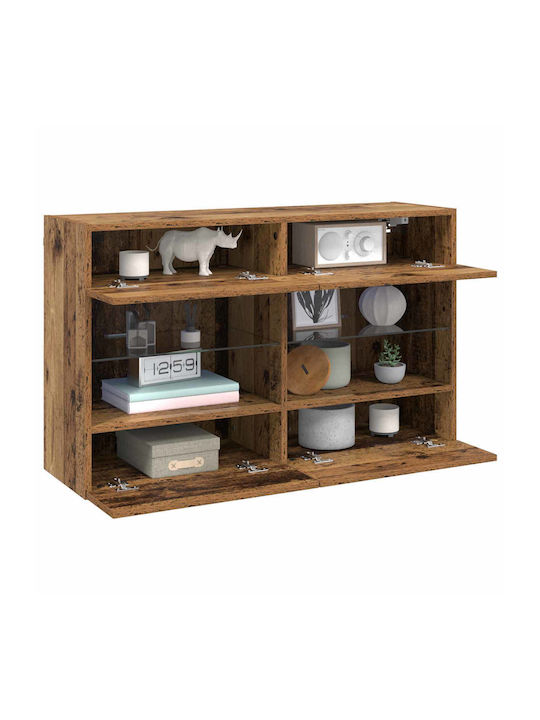 Shelf Wall with LED Old Wood 98.5x30x60.5cm