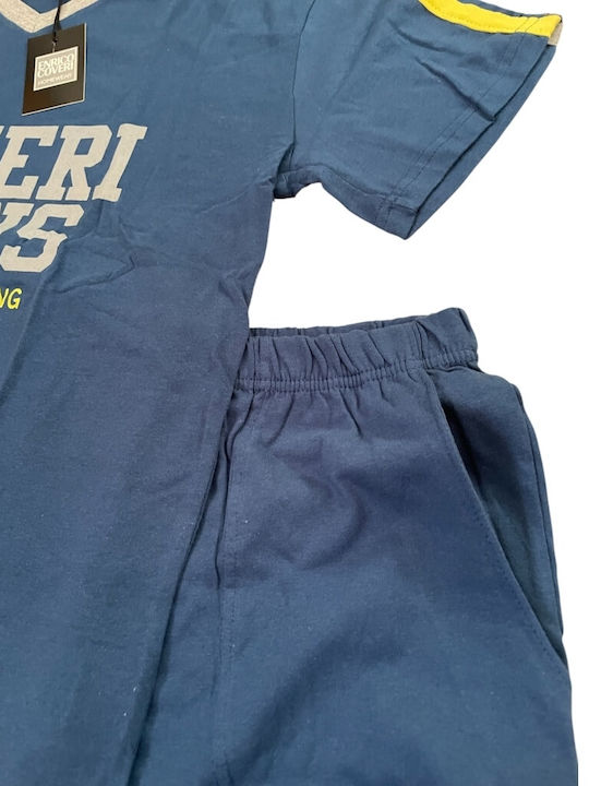 Enrico Coveri Sommer Herrenpyjama Blau